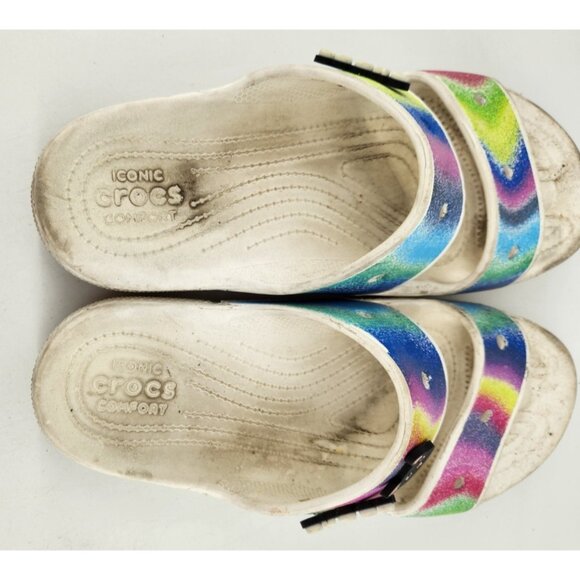 Crocs Men's 9 Women's 11 Rainbow Spray Tie Dye Strap Sandal 208055 - Picture 8 of 14